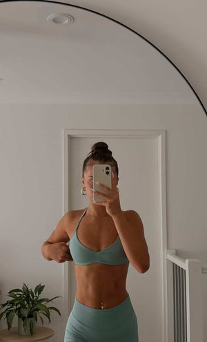 Sage Green Scrunch Halter Crop